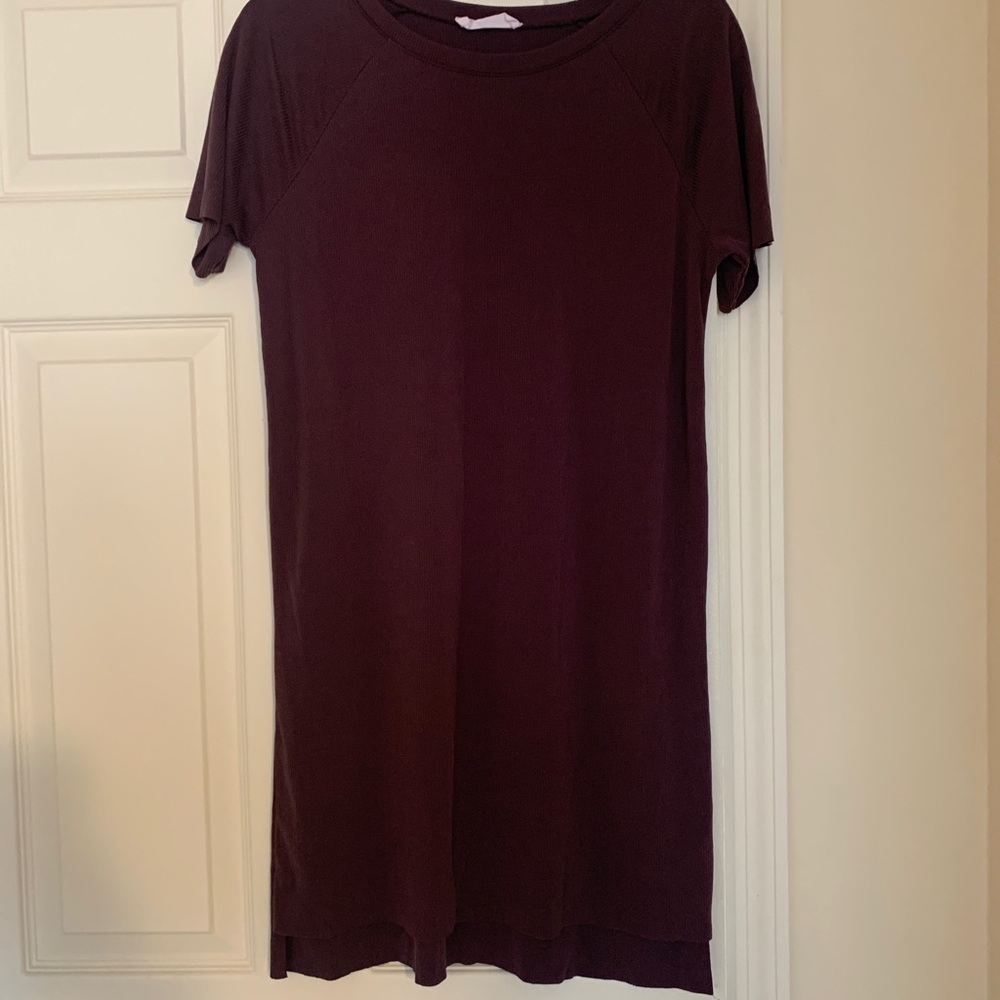 Purple Ribbed T Shirt Dress